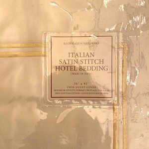 New restoration hardware Italian satin stitch hotel bedding twin duvet cover